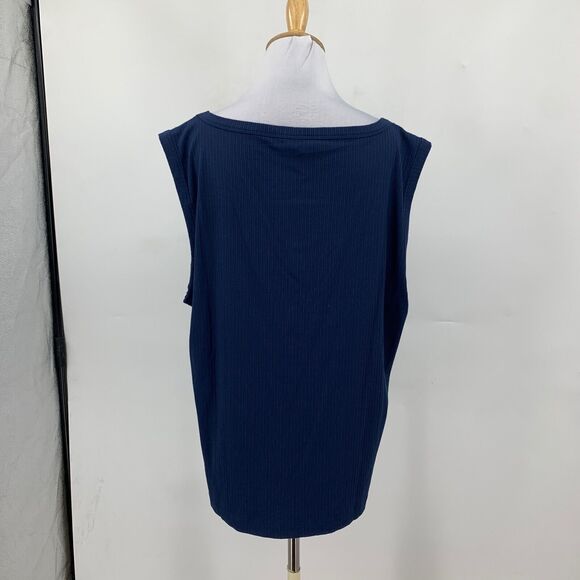 Spanx Tank Top Womens 3X Plus Navy Scoop Neck Ribbed Knit Stretch Sleeveless - Picture 6 of 14